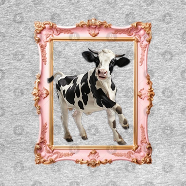 Whimsical Cow in Frame: Quirky Art by GAGO5